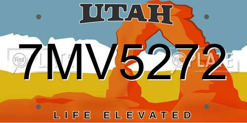 7MV5272 Utah License Plate