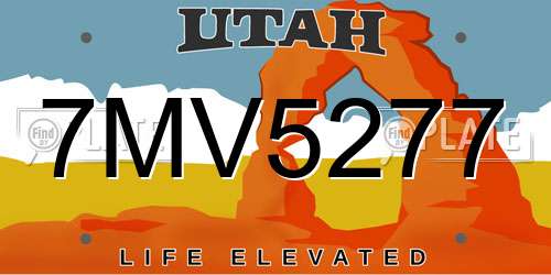 7MV5277 Utah License Plate