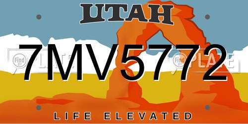 7MV5772 Utah License Plate