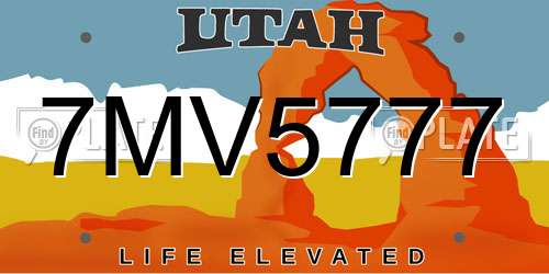 7MV5777 Utah License Plate
