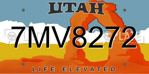 7MV8272 Utah License Plate