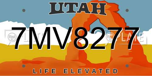 7MV8277 Utah License Plate
