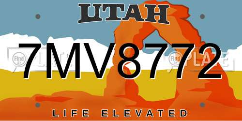 7MV8772 Utah License Plate