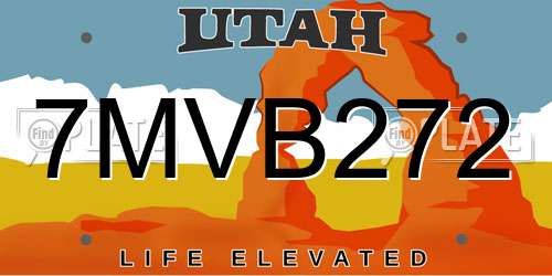 7MVB272 Utah License Plate