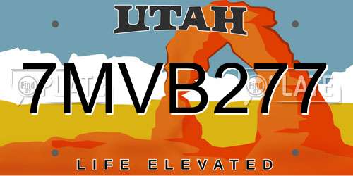7MVB277 Utah License Plate