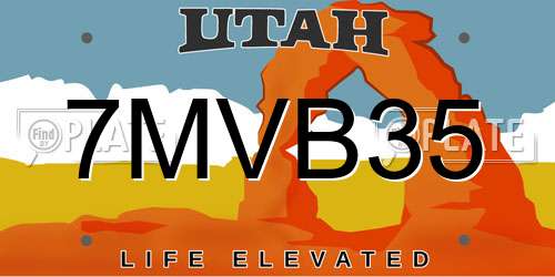 7MVB35 Utah License Plate