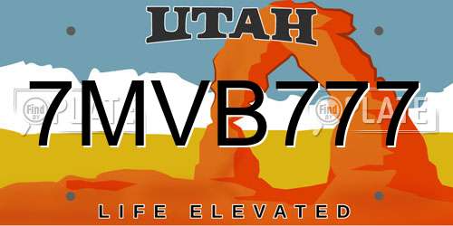 7MVB777 Utah License Plate