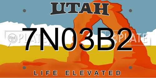 7N03B2 Utah License Plate