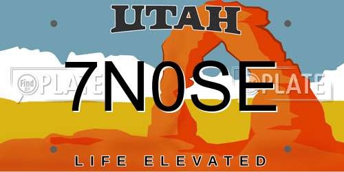 7N0SE Utah License Plate