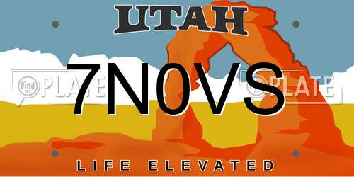 7N0VS Utah License Plate