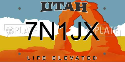 7N1JX Utah License Plate