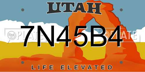 7N45B4 Utah License Plate