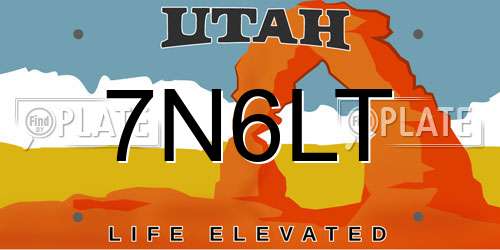 7N6LT Utah License Plate