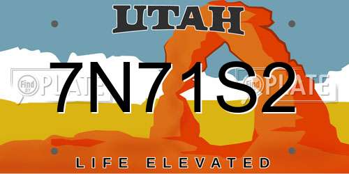 7N71S2 Utah License Plate