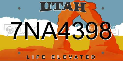 7NA4398 Utah License Plate