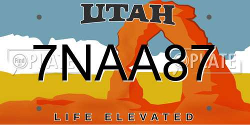 7NAA87 Utah License Plate