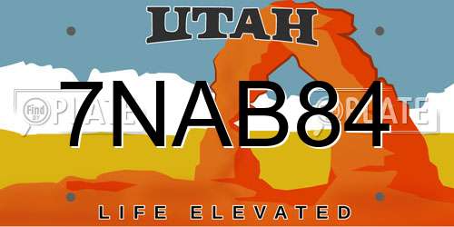 7NAB84 Utah License Plate