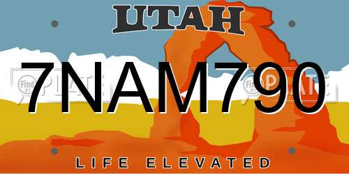 7NAM790 Utah License Plate