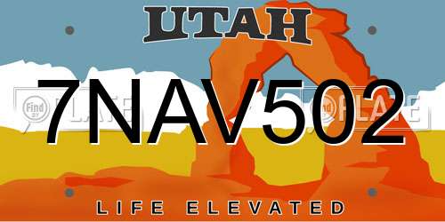 7NAV502 Utah License Plate