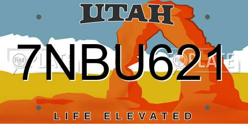 7NBU621 Utah License Plate