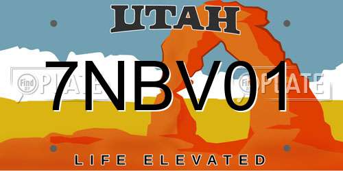 7NBV01 Utah License Plate