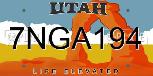 7NGA194 Utah License Plate