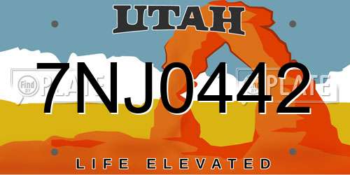 7NJ0442 Utah License Plate