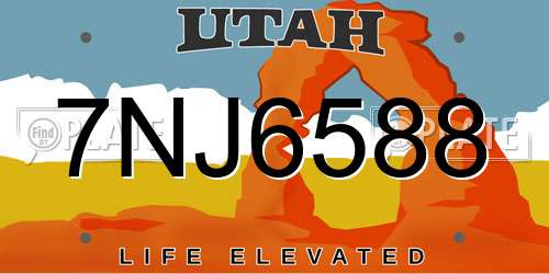 7NJ6588 Utah License Plate