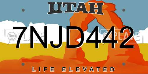 7NJD442 Utah License Plate