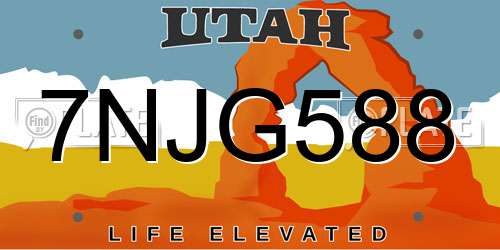 7NJG588 Utah License Plate