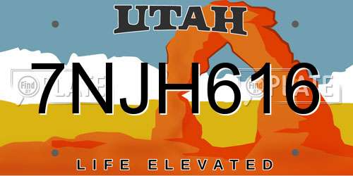 7NJH616 Utah License Plate