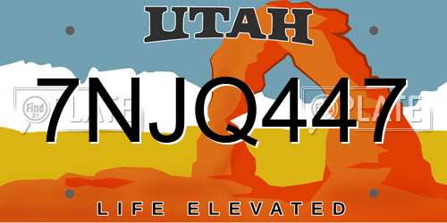 7NJQ447 Utah License Plate