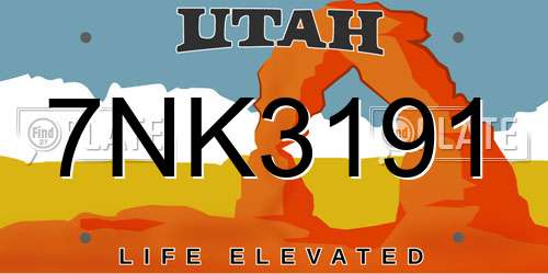 7NK3191 Utah License Plate