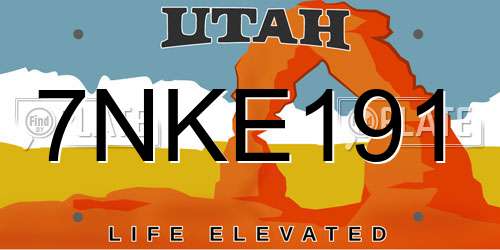 7NKE191 Utah License Plate