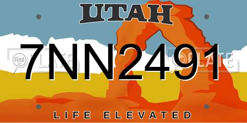 7NN2491 Utah License Plate