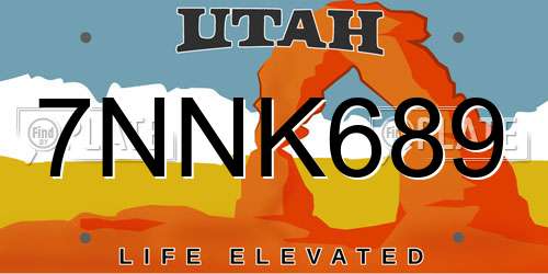 7NNK689 Utah License Plate