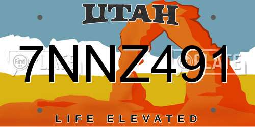 7NNZ491 Utah License Plate