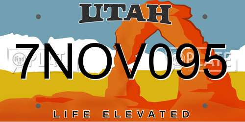 7NOV095 Utah License Plate