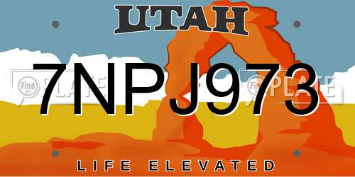 7NPJ973 Utah License Plate