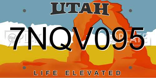 7NQV095 Utah License Plate