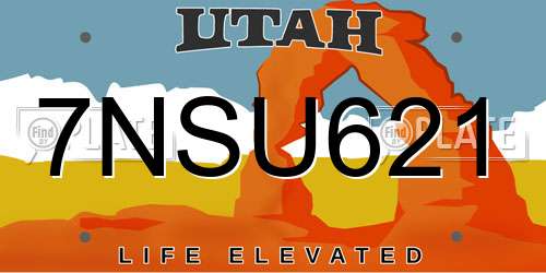 7NSU621 Utah License Plate
