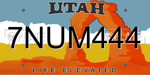 7NUM444 Utah License Plate