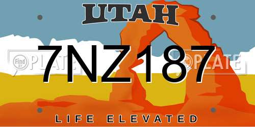 7NZ187 Utah License Plate