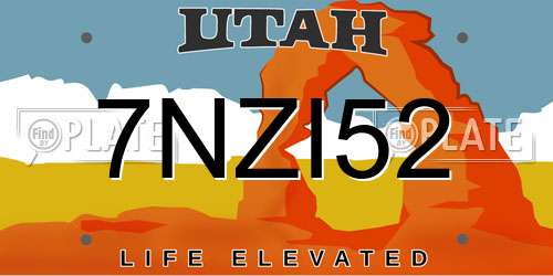 7NZI52 Utah License Plate
