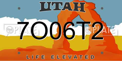 7O06T2 Utah License Plate
