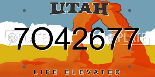 7O42677 Utah License Plate