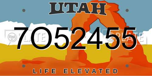 7O52455 Utah License Plate