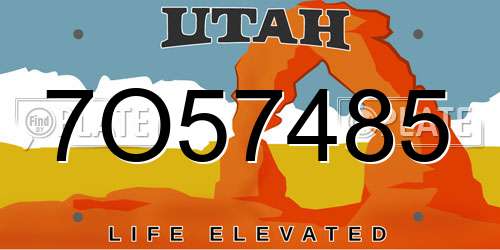 7O57485 Utah License Plate