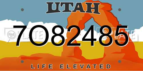 7O82485 Utah License Plate