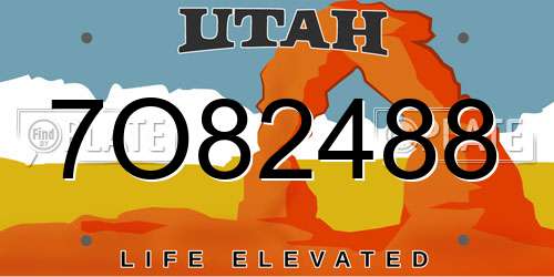 7O82488 Utah License Plate